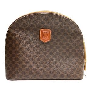 Celine Macadam Monogram Logo Pattern Small Vintage Clutch Bag Brown Leather